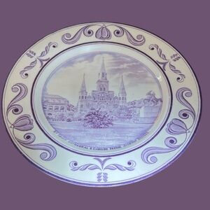 Vtg Crown Ducal 'Scenes of Old New Orleans' Plate; St Louis Cathedral/Jackson Sq